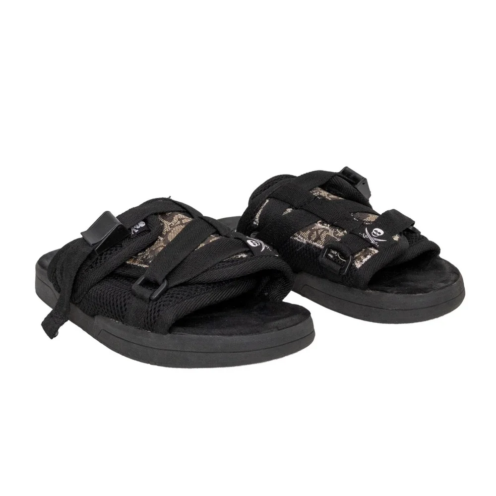 Visvim FREE INTERNATIONAL LABORATORY CUBISM Black Strap Slide Sandals Men US 8.5